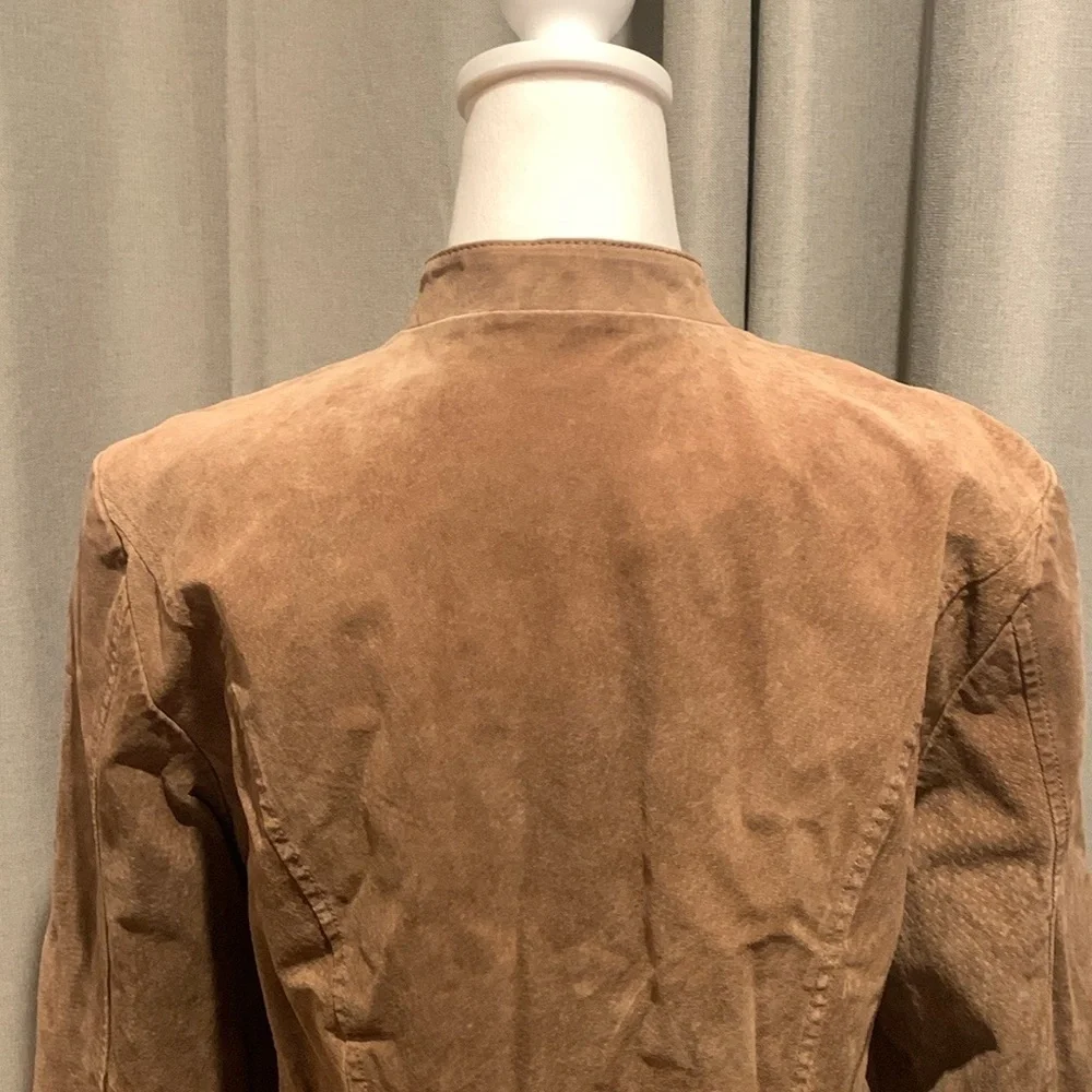 A.M.I Light Brown 100% Leather Jacket Size Large - Picture 5 of 16